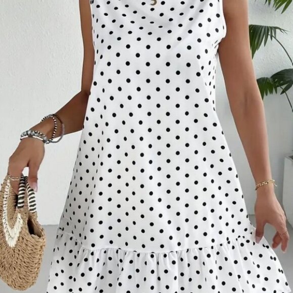 Women's polka dot summer dress. Size XL. Black and white. NWOT - Picture 1 of 8